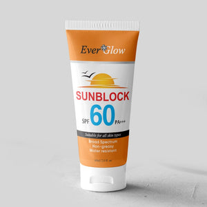 Ever Glow Whitening Sunblock SPF 60 – | Brightening & Broad Spectrum Protection | Sunblock | - 120 ML