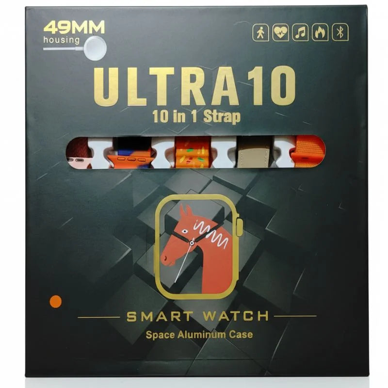 Ultra 10 Smartwatch | 10-in-1 Series 8 | 2.01″ HD Big Screen | IP68 Waterproof | 10 Straps Included
