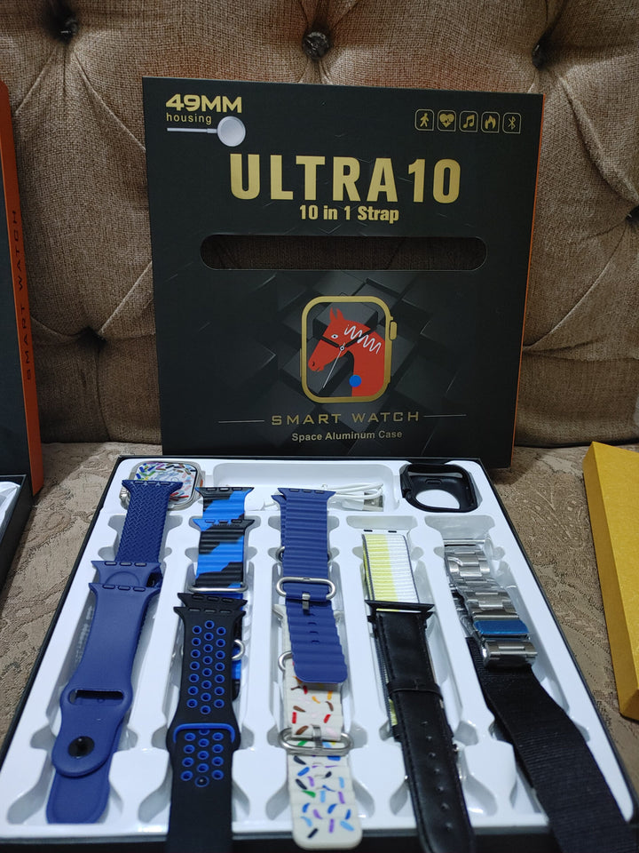 Ultra 10 Smartwatch | 10-in-1 Series 8 | 2.01″ HD Big Screen | IP68 Waterproof | 10 Straps Included